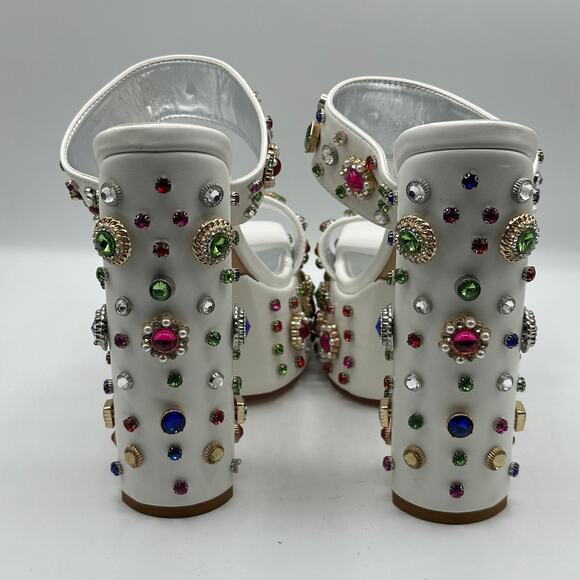 AZALEA WANG Breeze Embellished Sandal in White Jewel Rhinestone Sz 10 - Picture 5 of 9